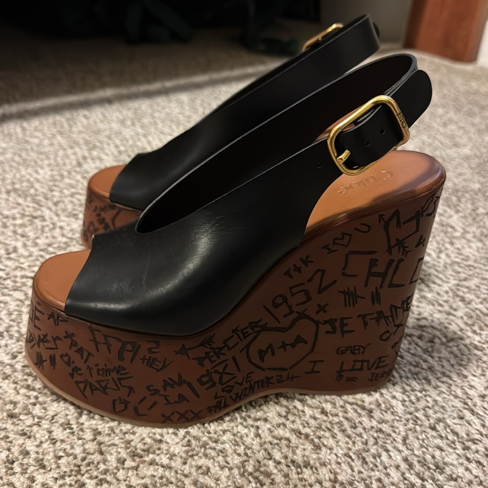 WORN ONCE Chloé maxime platform wedge sandals